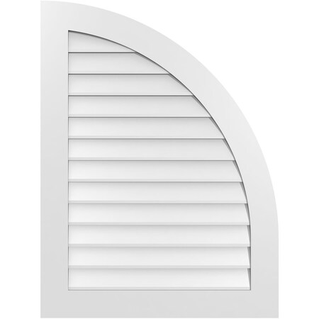 Ekena Millwork Quarter Round Top Right Surface Mount PVC Gable Vent w/ 3-1/2"W x 1"P Standard Frame, 30"W x 40"H GVPQR30X4001SN